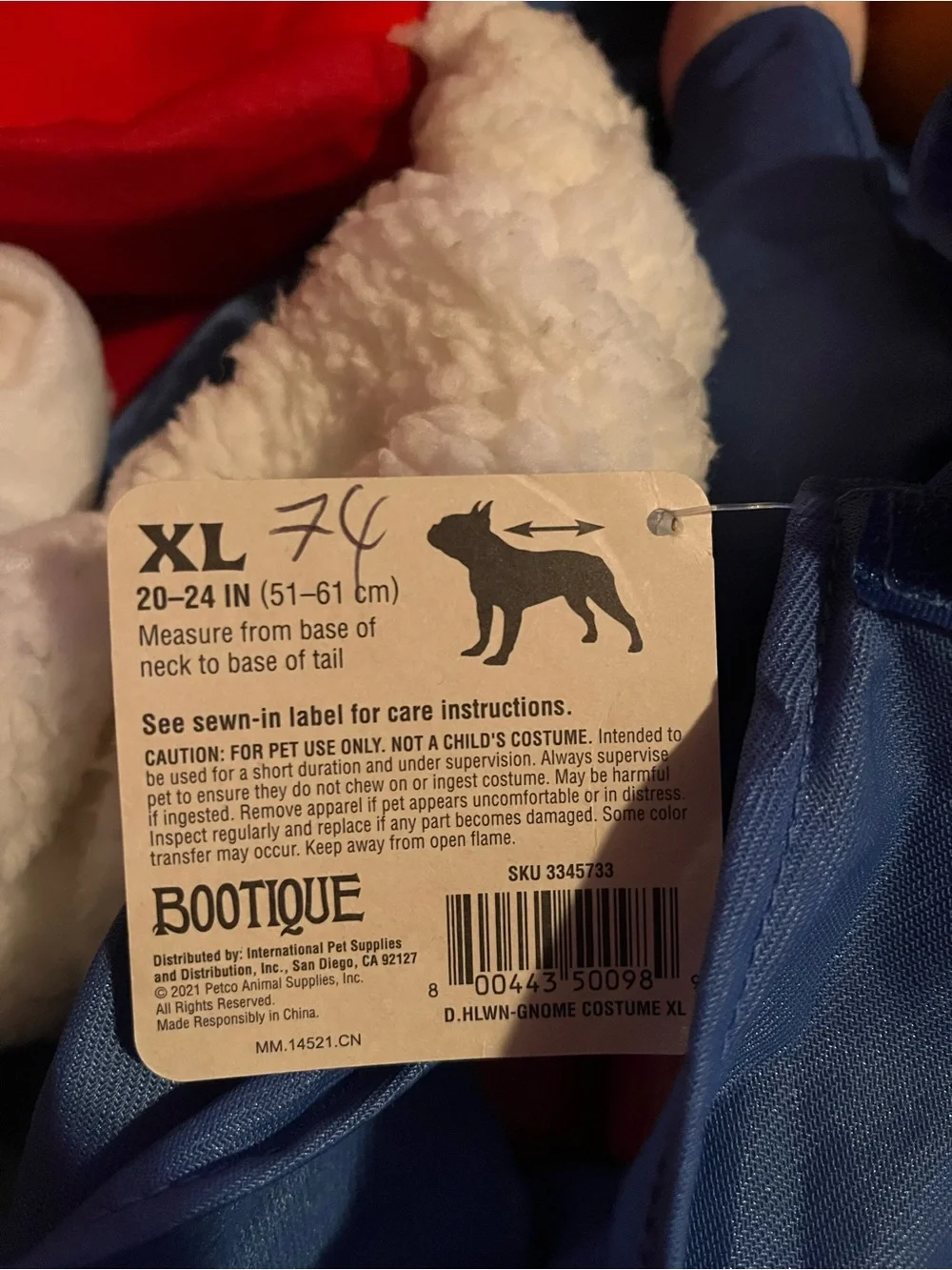 BOOTIQUE XL Gnome Sweet Gnome dog costume